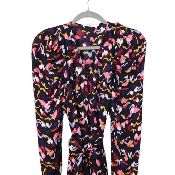 A.L.C. Tianna Long Sleeve Vacation Holiday Wrap Dress in Coral Multi size 10 - Picture 2 of 8